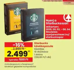 Spar Starbucks kávékapszula ajánlat