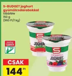 Spar S-BUDGET joghurt gyümölcsdarabokkal ajánlat