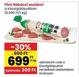 Spar PICK Rákóczi szalámi ajánlat