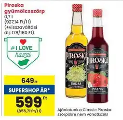 Spar Piroska Gyümölcsszörp ajánlat
