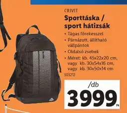 Lidl CRIVIT Sporttáska / sport hátizsák ajánlat