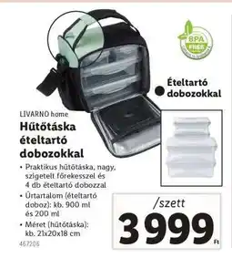 Lidl LIVARNO home Hűtőtáska ételtartó dobozokkal ajánlat