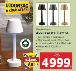 Lidl LIVARNO HOME Akkus asztali lámpa ajánlat