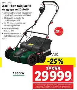 Lidl PARKSIDE 2 az 1-ben talajlazító és gyepszellőztető ajánlat