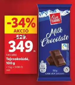 Lidl FIN CARRÉ Tejcsokoládé, 100 g ajánlat