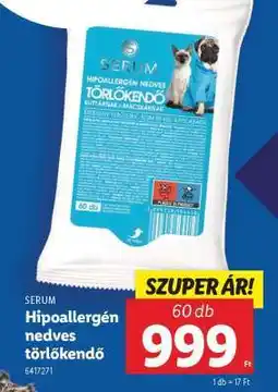 Lidl SERUM Hipoallergén nedves törlőkendő ajánlat