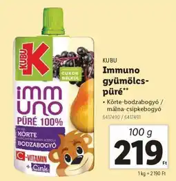 Lidl KUBU Immuno gyümölcs-püré ajánlat