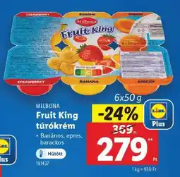 Lidl MILBONA Fruit king túrókrém ajánlat
