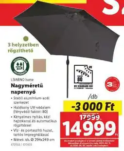 Lidl LIVARNO HOME Nagyméretű napernyő ajánlat