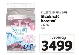 Lidl GILLETTE SIMPLY VENUS ELDOBHATÓ BOROTVA ajánlat