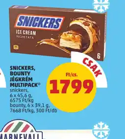 PENNY Snickers, Bounty Jégkrém Multipack ajánlat