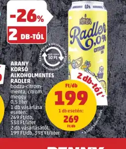PENNY Arany Kors Alkoholmentes Radler ajánlat