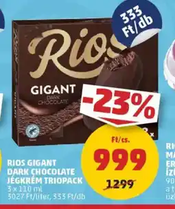 PENNY Rios gigant dark chocolate jégkrém triopack ajánlat
