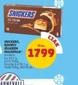 PENNY Snickers, Bounty Jégkrém Multipack ajánlat