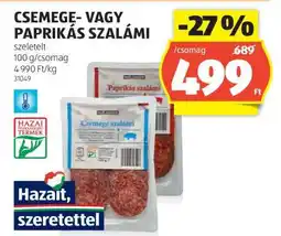 ALDI Csemege- vagy Paprikás Szalámi ajánlat
