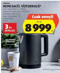 ALDI Nemesacél vízforraló ajánlat