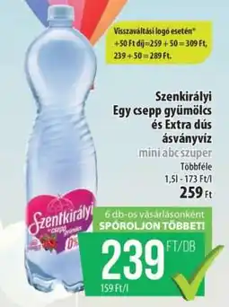 Coop Szentkirályi Egy csepp gyümölcs és Extra dús ásványvíz ajánlat