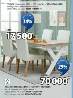 JYSK Vislinge étkezőasztal + tureby étkezőszék ajánlat