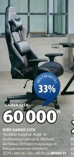 JYSK Nibe gamer szék ajánlat