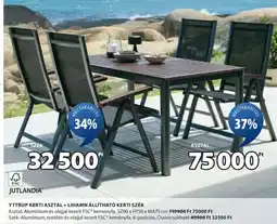 JYSK Jutlandia yttrup kerti asztal + lihamn állítható kerti szék ajánlat