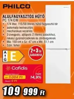 Expert Philco alulfagyasztós hűtő ajánlat