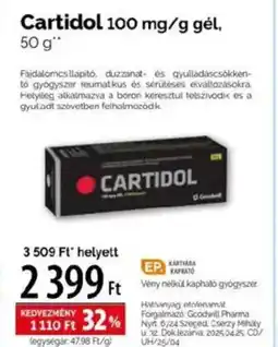 Pingvin Patika Cartidol gél ajánlat