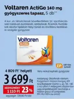 Voltaren actigo gyógyszeres tapasz