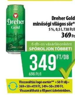 Coop Dreher Gold minőségi világos sör ajánlat