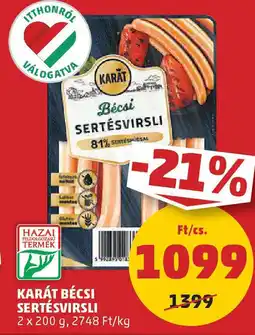 PENNY Karát bécsi sertésvirsli ajánlat
