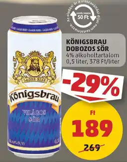 PENNY Königsbrau dobozos sör ajánlat