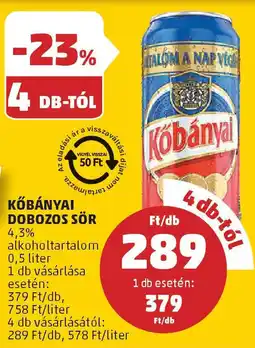 PENNY Kőbányai dobozos sör ajánlat