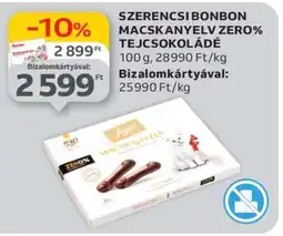 Auchan SZERENCSI BONBON MACSKANYELV ZERO% TEJCSOKOLÁDÉ ajánlat