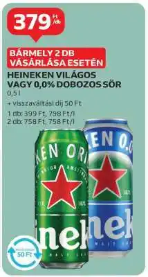 Auchan Heineken Világos vagy 0.0% Dobozos Sör ajánlat