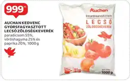 Auchan AUCHAN KEDVENC GYORSFAGYASZTOTT LECSÓ ZÖLDSÉGKEVERÉK ajánlat