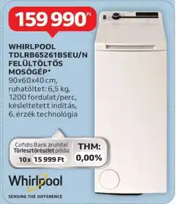 Auchan WHIRLPOOL TDLRB65261BSEU/N FELÜLTÖLTŐS MOSÓGÉP ajánlat