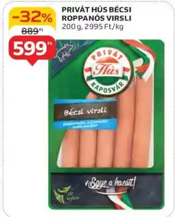 Auchan PRIVÁT HÚS BÉCSI ROPPANÓS VIRSLI ajánlat