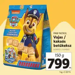 Lidl PAW PATROL Vajas / kakaós betűkeksz ajánlat