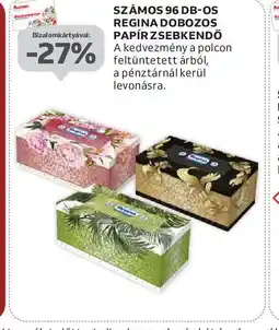 Auchan Számos 96 db-os Regina dobozos papír zsebkendő ajánlat