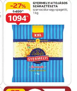Auchan Gyermelyi 4 tojásos száraztészta ajánlat