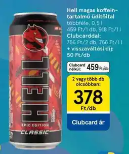 Tesco Hell magas koffeintartalmú üdítőital ajánlat