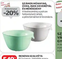 Auchan Számos műanyag, üveg, inox keverőtál és mérőedény ajánlat