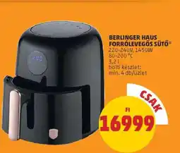 PENNY Berlinger Haus Forrólevegős Sütő ajánlat