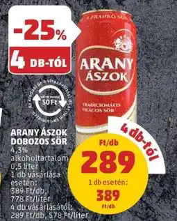 PENNY Arany Ászok Dobozos Sör ajánlat