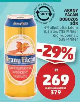 PENNY Arany Fácán Dobozos Sör ajánlat