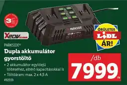 Lidl PARKSIDE Dupla akkumulátor gyorstöltő ajánlat