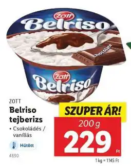 Lidl ZOTT Belriso tejberizs ajánlat