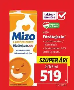 Lidl MIZO Főzőtejszín ajánlat
