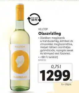 Lidl HILLTOP Olaszrizling ajánlat
