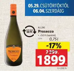 Lidl ALLINI Prosecco ajánlat
