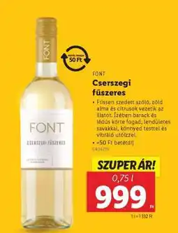 Lidl FONT Cserszegi fűszeres ajánlat